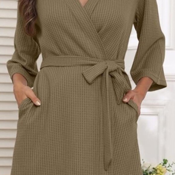 Prinstory Army Green Kimono Style Bathrobe Lounge XL New - Picture 2 of 5